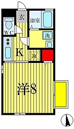 コーポメルシィ 1Kの間取図画像