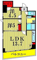 シャローム南小岩 2LDKの間取図画像