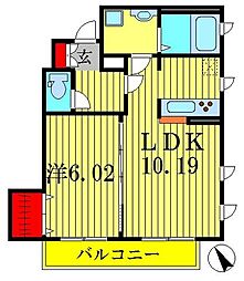 アオーレ東金町 1LDKの間取図画像