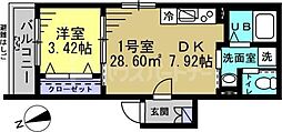 Longrain YASHIO 1DKの間取図画像