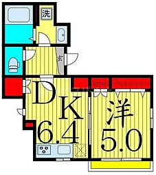 ヘーベルメゾン北綾瀬 1DKの間取図画像