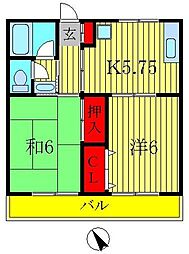 エバグリーン 2DKの間取図画像