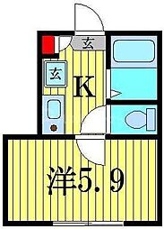 FERIO金町 1Kの間取図画像