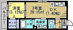 サーフライフ 1DKの間取図画像