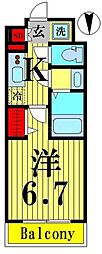 SPコート亀有 1Kの間取図画像