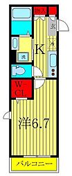 クレイ・ハイツ2 1Kの間取図画像