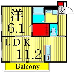 ForestGdarden 1LDKの間取図画像
