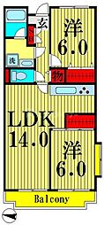 クレスト水元 2LDKの間取図画像