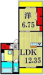 レジデンス新宿 1LDKの間取図画像