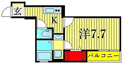 ジェンティーレトリヤマ2 1Kの間取図画像