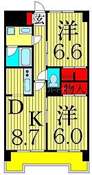 レジデンス奥戸 2DKの間取図画像
