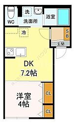 ARS三郷中央 1DKの間取図画像