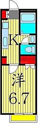 ソレイユA 1Kの間取図画像