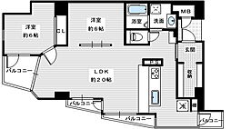 フォンターナ狭山遊園前 2LDKの間取り