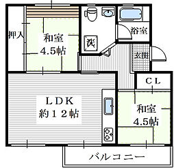 金剛第三住宅・214棟 302 2LDKの間取り