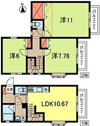 ヴィラ・ハワード 1LDKの間取図画像