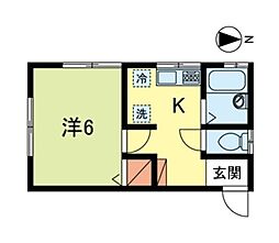 グリーンコート和田 1Kの間取図画像