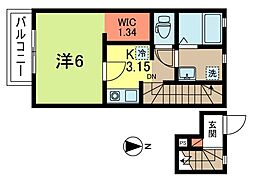 アネックスアラハタ 1Kの間取図画像