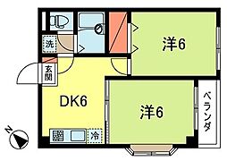ハイツ浜田山 2DKの間取図画像