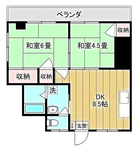 コーポアオバ 201｜東京都葛飾区西亀有1丁目(賃貸マンション2DK・2階・37.69㎡)の写真 その2