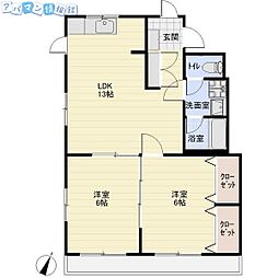 ロイヤル文京 2LDKの間取図画像