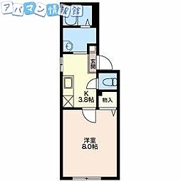 コーポアルデア 1Kの間取図画像