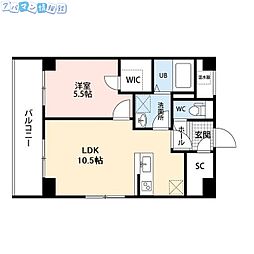 パーク万代マリーナコート 1LDKの間取図画像