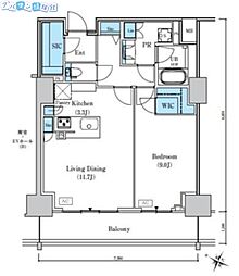 ロイヤルパークスER万代 1LDKの間取図画像
