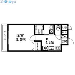 コンコース東堀 1Kの間取図画像