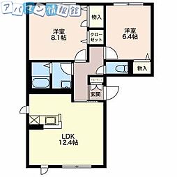 ベレオ南笹口2 2LDKの間取図画像
