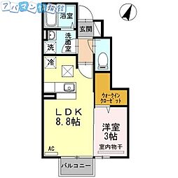 マシェリハウス 1LDKの間取図画像
