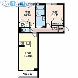 シャーメゾン新光町 2LDKの間取図画像