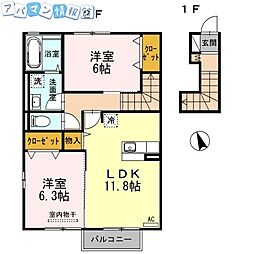 エムアンドエス水道町 2LDKの間取図画像