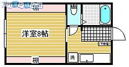 ハウスブライト 1Kの間取図画像