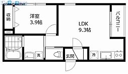 うらら関屋 1LDKの間取図画像