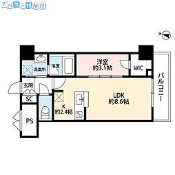 パークソレイユ弐番館 1LDKの間取図画像