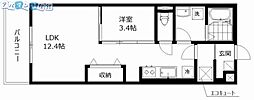ピア旭町 1LDKの間取図画像