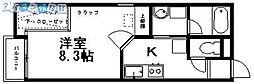 リアル2 1Kの間取図画像