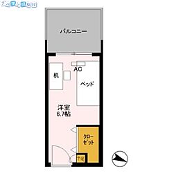 ロイヤルパークスER万代 ワンルームの間取図画像