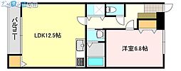 パストラール新和 1LDKの間取図画像