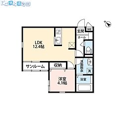 イニエ万代 1LDKの間取図画像
