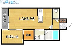ノアノア天神 1DKの間取図画像