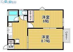 ライトコート21 2Kの間取図画像