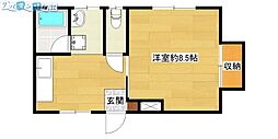 コーポフルール 1Kの間取図画像