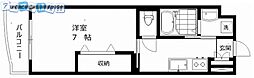 サンハイム川岸町 1Kの間取図画像