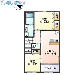 グリーンコート 2LDKの間取図画像