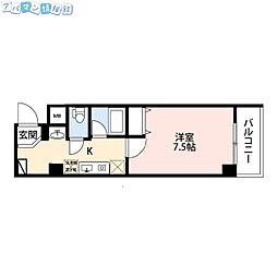 パンウエストリート 1Kの間取図画像