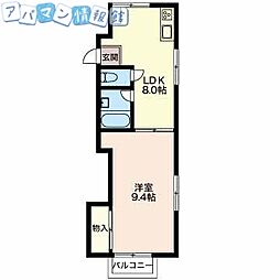 コーポピュア 1LDKの間取図画像