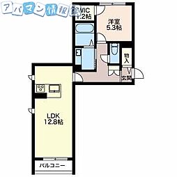 ウェルデンス上所島壱番館 1LDKの間取図画像