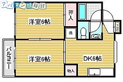 ソーラ牧1 2DKの間取図画像